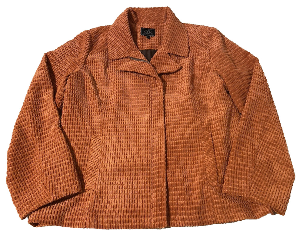 UBU Jacket Womens XL Extra-Large Orange Waffle Weave Cottage Core Western Coat